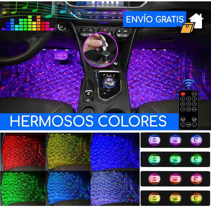 LUCES LED RGB PARA INTERIOR DE AUTO.